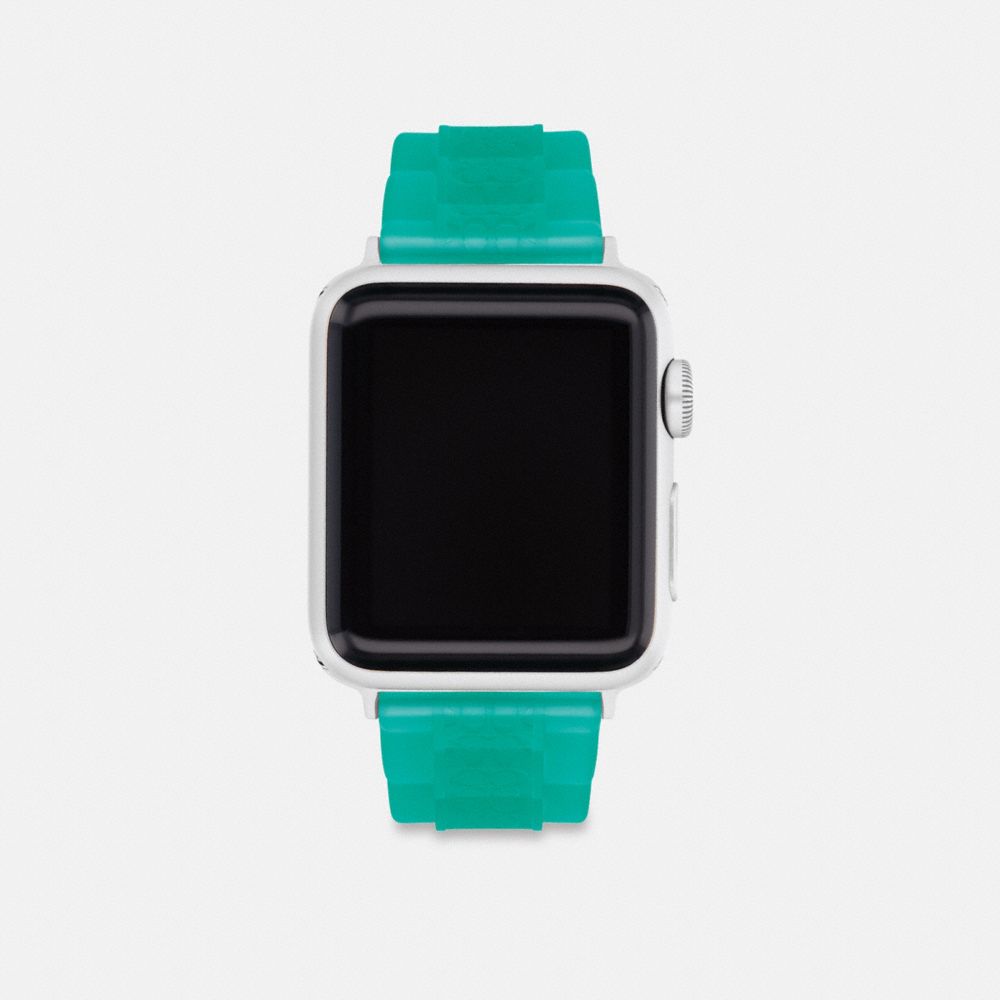 COACH®,BRACELET APPLE WATCH® JELLY, 38 MM, 40 MM ET 41 MM,Silicone,Vert clair,Front View