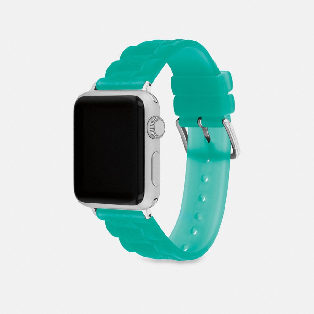COACH®,JELLY APPLE WATCH® STRAP, 38MM, 40MM AND 41MM,Light Green,Angle View