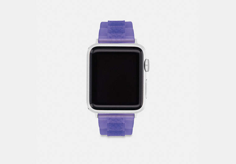 COACH®,JELLY APPLE WATCH® STRAP, 38MM, 40MM AND 41MM,silicon,Violet,Front View