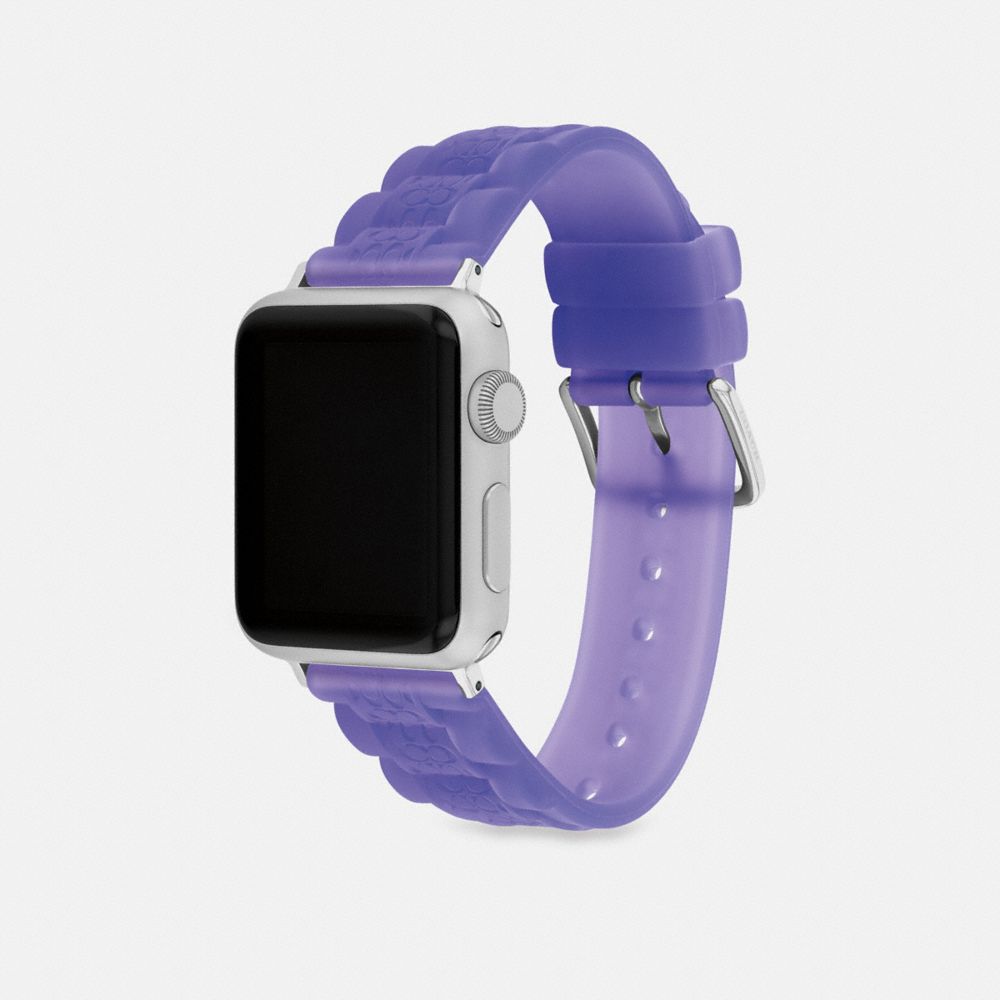 COACH®,BRACELET APPLE WATCH® JELLY, 38 MM, 40 MM ET 41 MM,Silicone,Violet,Angle View