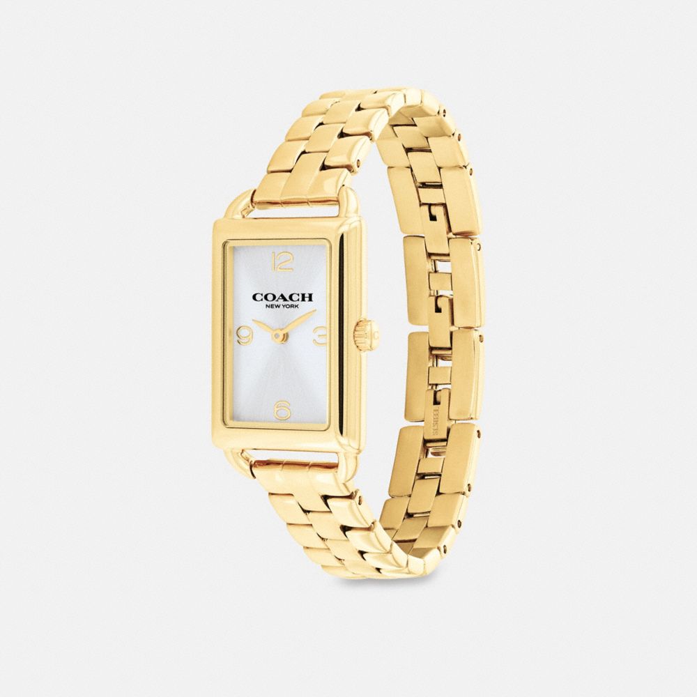 COACH®,LIZ WATCH, 30MM X 22MM,Gold,Angle View