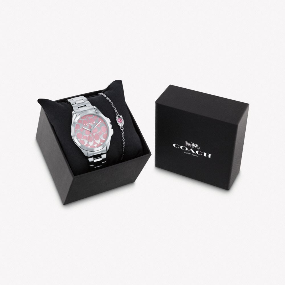 COACH®,LIBBY WATCH GIFT SET, 37MM,Stainless Steel,Front View