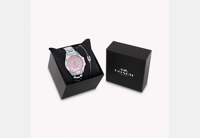 COACH®,LIBBY WATCH GIFT SET, 37MM,cotton,Stainless Steel,Front View