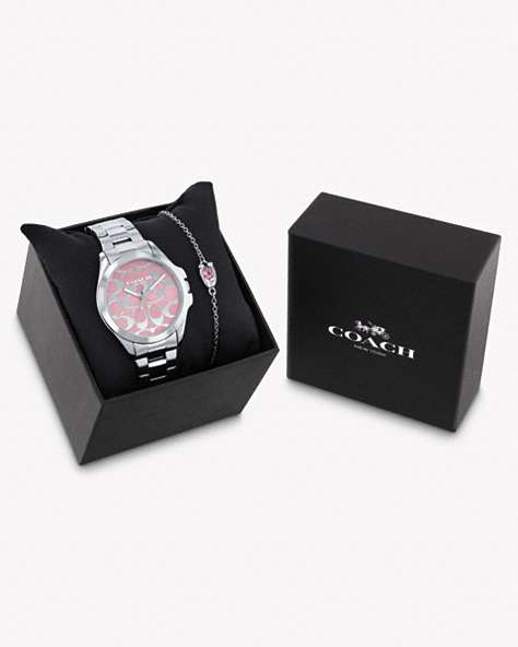 COACH®,LIBBY WATCH GIFT SET, 37MM,cotton,Stainless Steel,Front View