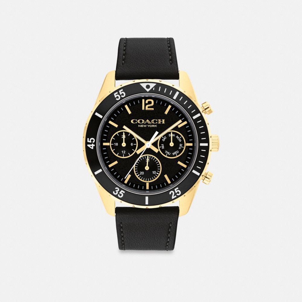 COACH®,COLE WATCH, 44MM,Black,Front View