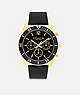 COACH®,COLE WATCH, 44MM,Leather,Black,Front View