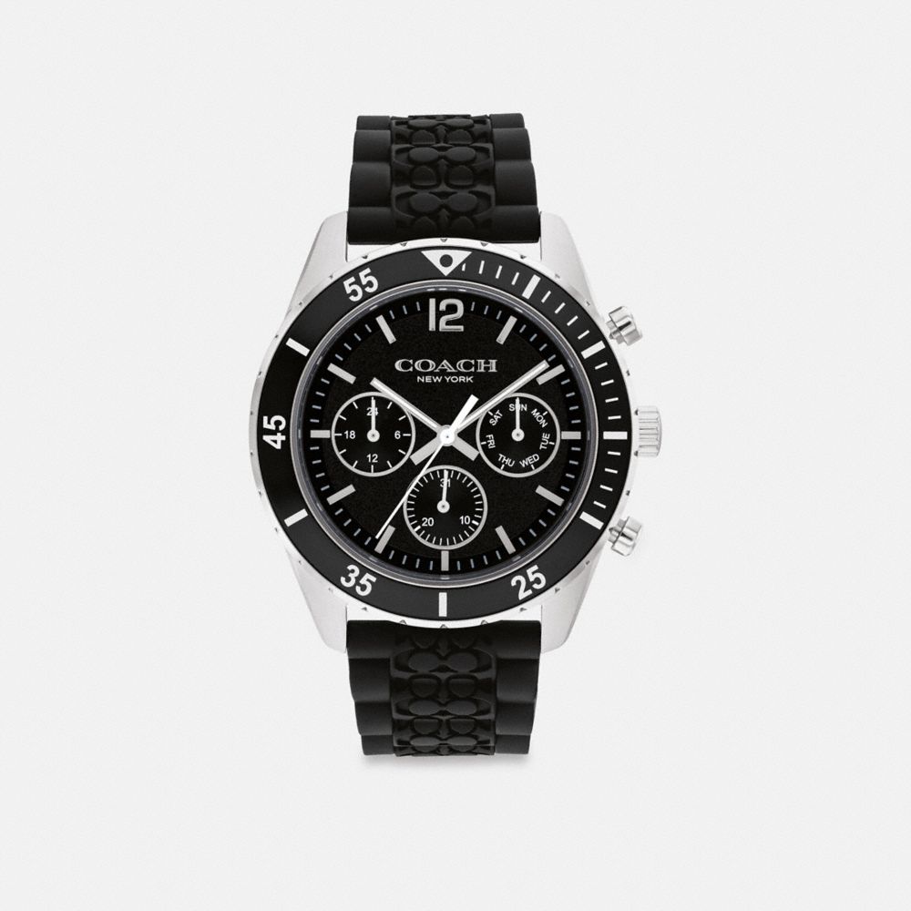 COACH®,COLE WATCH, 44MM,Black,Front View