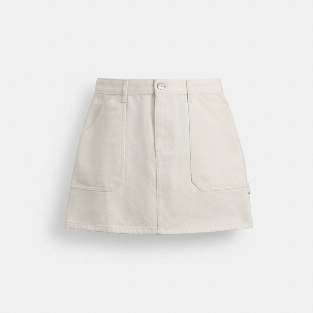 COACH®,PAINTER SKIRT IN ORGANIC COTTON,Organic Cotton,White,Front View