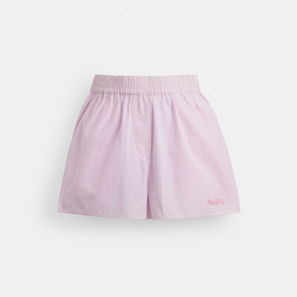 COACH®,BOXER SHORTS IN ORGANIC COTTON,Pink/White,Front View