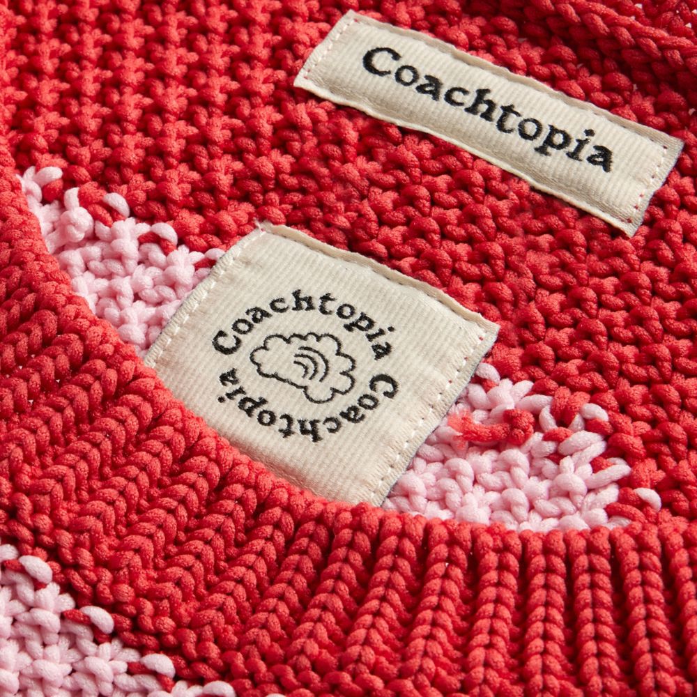 Shop Coach Topia Loop Cropped Häkel Tanktop In Red/pink