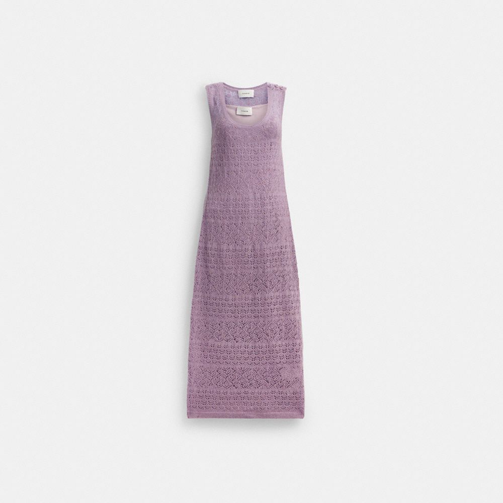 COACH®,LACE KNIT DRESS,wool,Purple,Front View image number 0