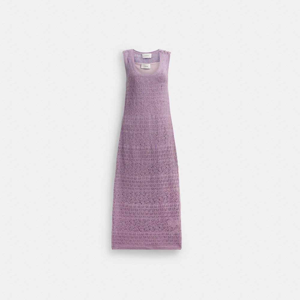 COACH®,LACE KNIT DRESS,Purple,Front View