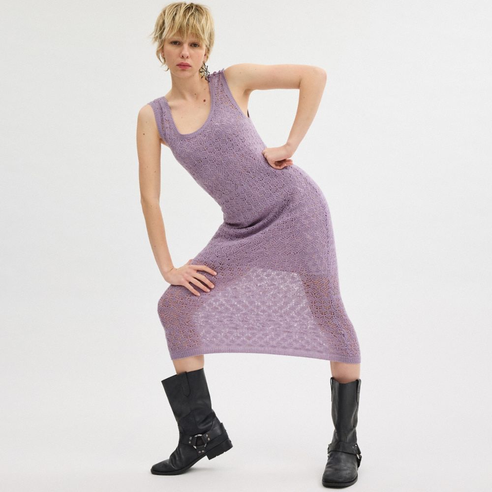 COACH®,LACE KNIT DRESS,Purple,Scale View