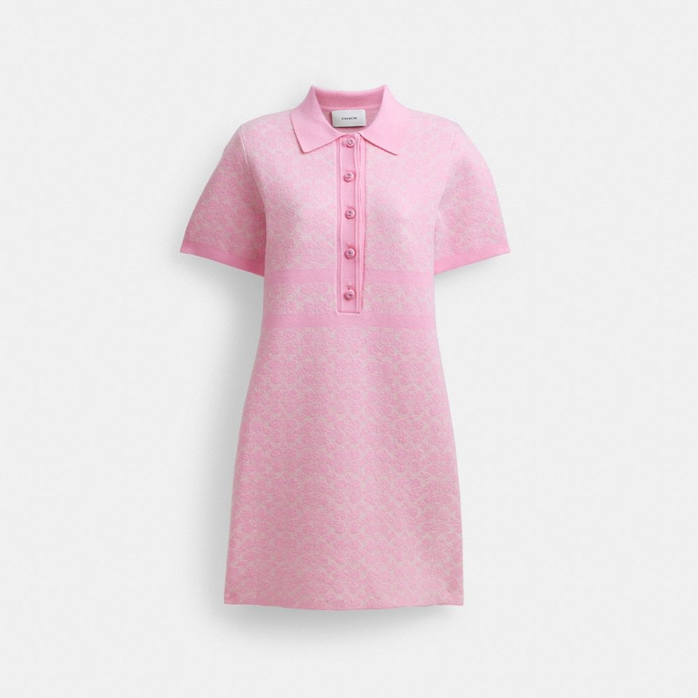 COACH®,POLO SWEATER DRESS,cotton,Pink Signature,Front View