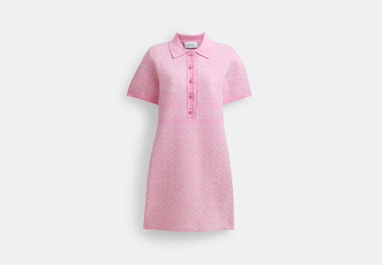 COACH®,POLO SWEATER DRESS,Pink Signature,Front View image number 0