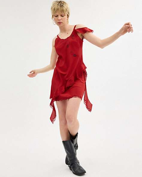 COACH®,MINI RUFFLE DRESS,Red,Scale View
