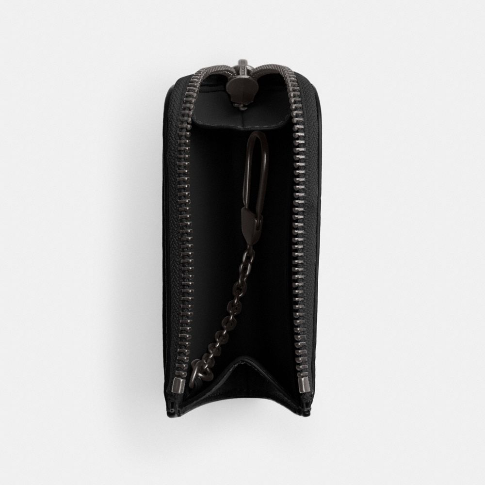 Coach L Zip Key Case In Black