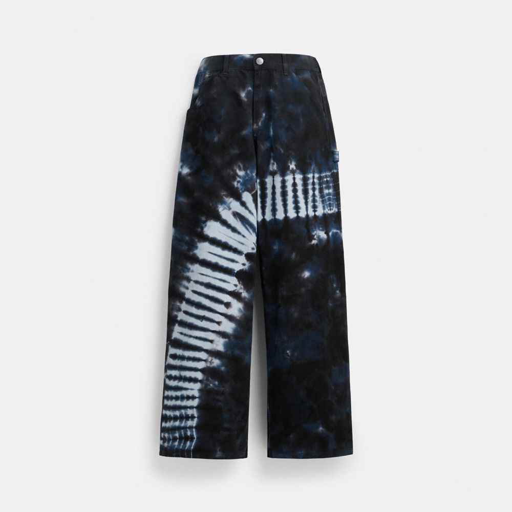 COACH®,TIE-DYE PAINTER PANTS IN ORGANIC COTTON,Organic Cotton,Blue Multi,Front View