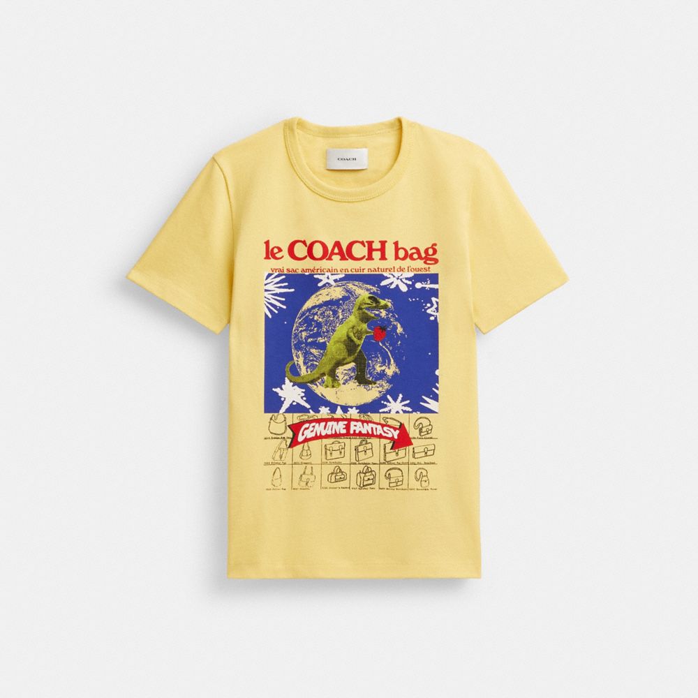 COACH®,90'S T-SHIRT IN ORGANIC COTTON,Organic Cotton,Yellow,Front View