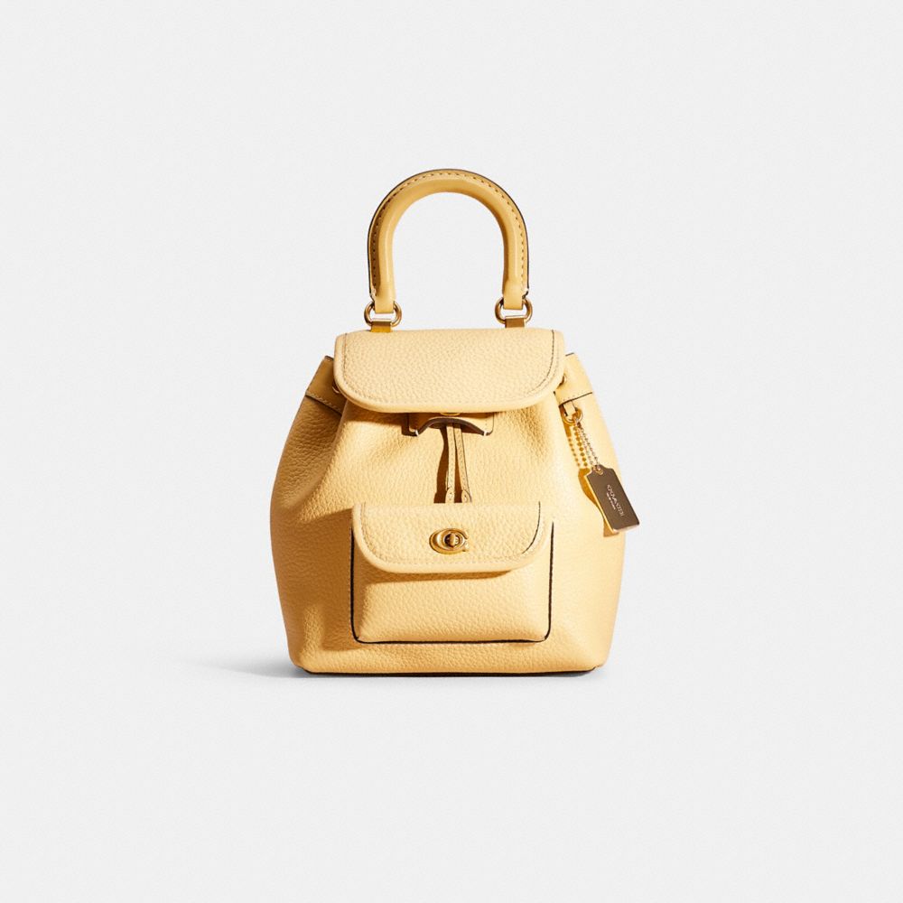 COACH®,Restored Riya Backpack 21,Backpack,Logo,Metal,Compact,Casual,Yellow,Front View