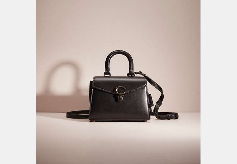 COACH®,RESTORED SAMMY TOP HANDLE 21,Pewter/Black,Front View
