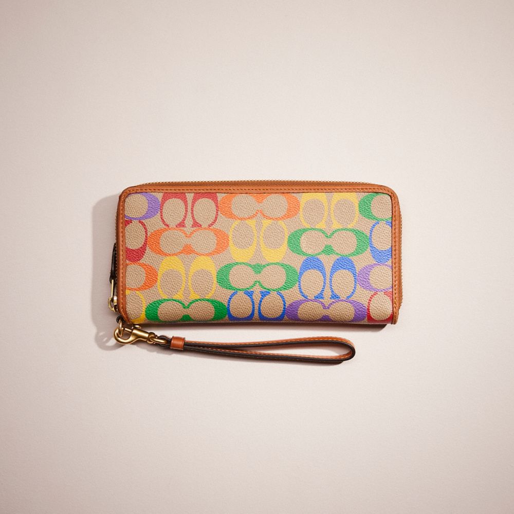 Coach Restored Continental Wallet In Rainbow Signature Canvas