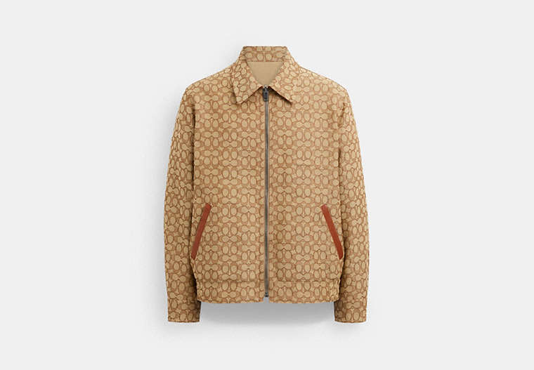 COACH®,HERITAGE REVERSIBLE JACKET,Tan Signature,Front View image number 0