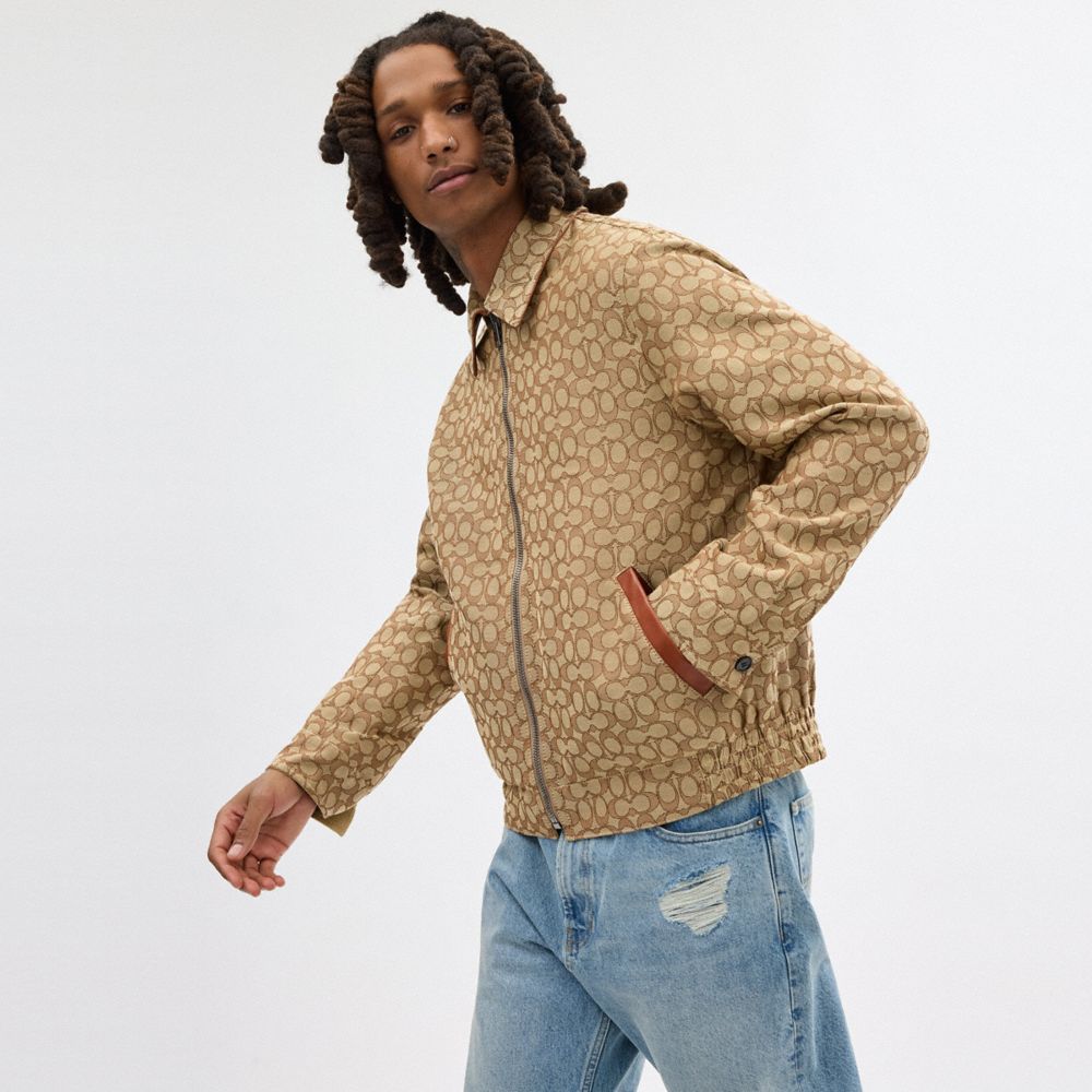 COACH®,Heritage Reversible Jacket,Cotton,Modal,Leather,Polyester,Jacket,Piping,Casual,Beige,Scale View