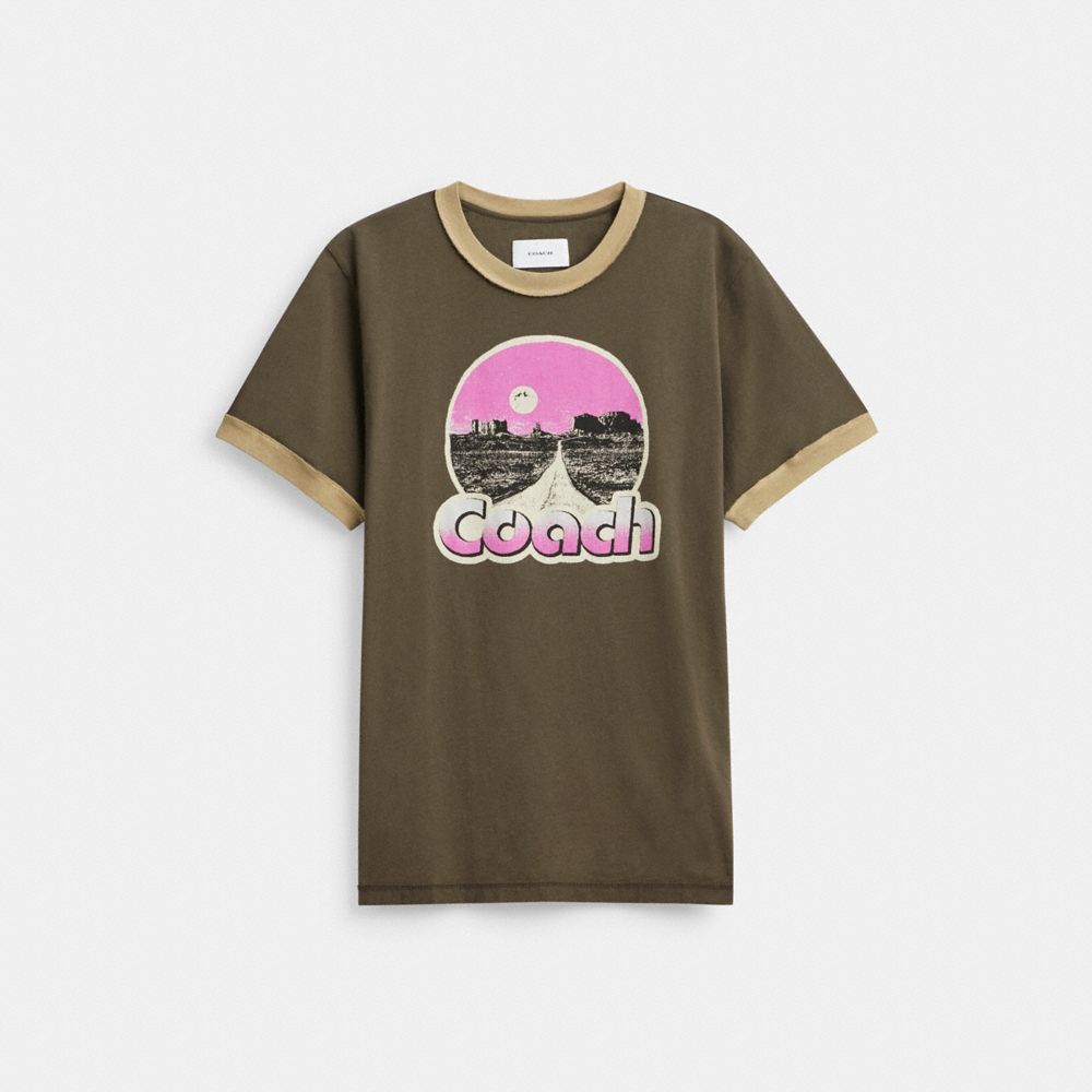 COACH®,ROADSIDE RINGER T-SHIRT,Black,Front View image number 0