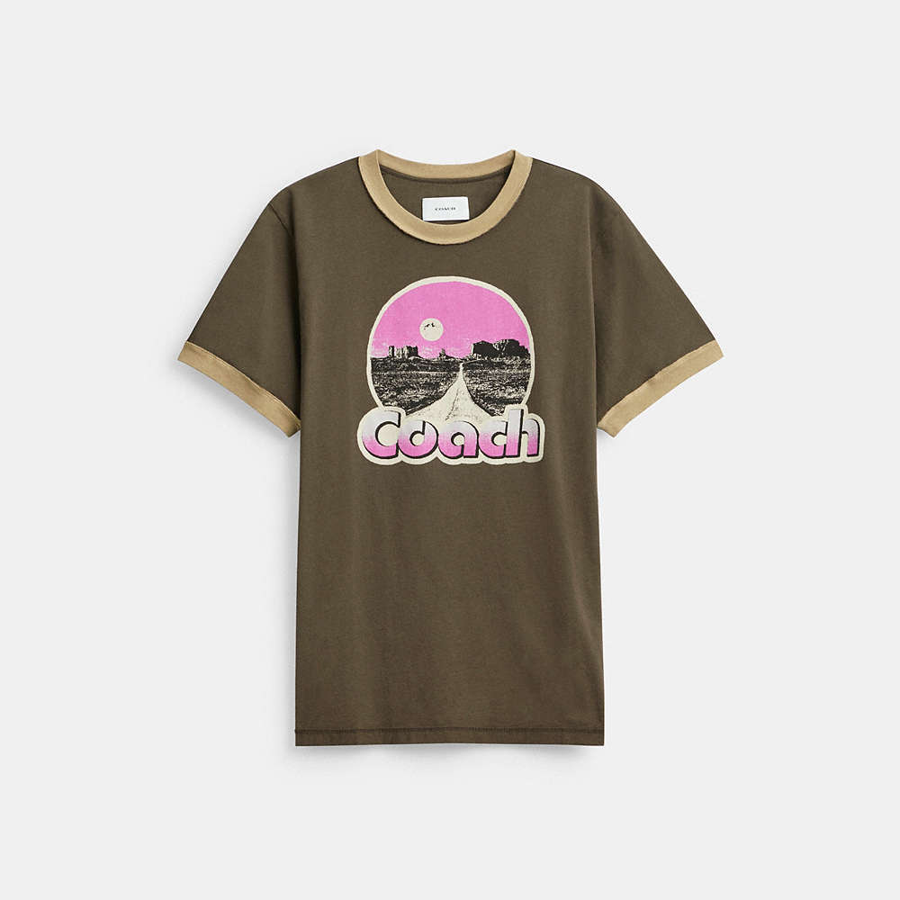 Shop Coach Roadside Ringer-t-shirt In Black