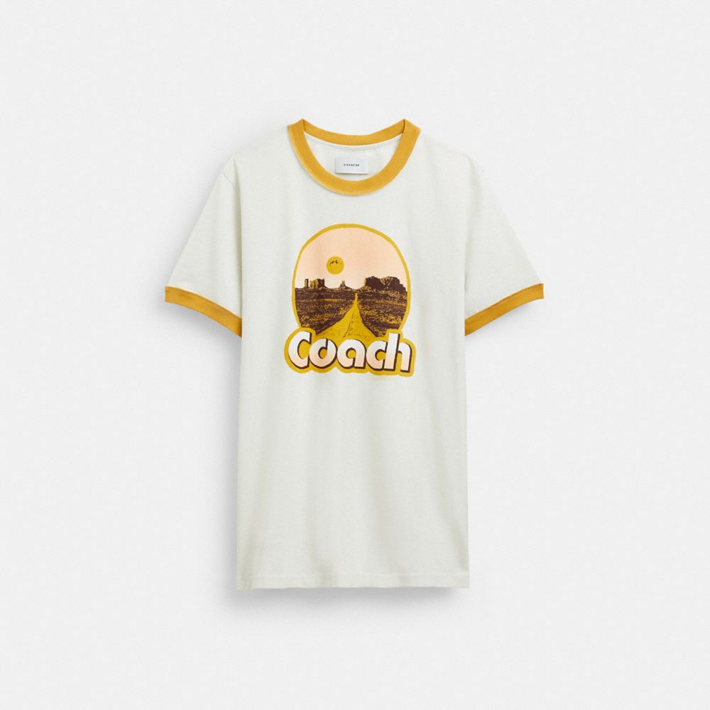 COACH®,ROADSIDE RINGER T-SHIRT,cotton,White,Front View image number 0