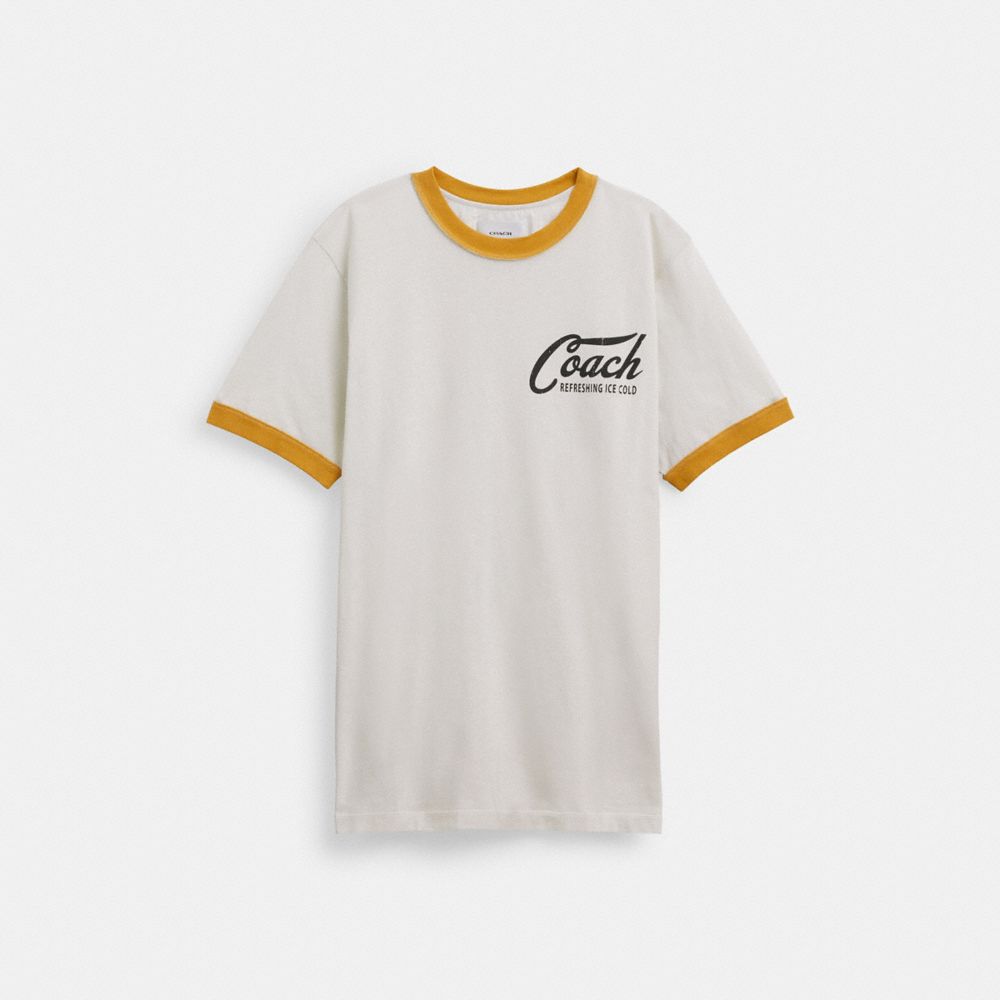 COACH®,RINGER T-SHIRT,Grey,Front View image number 0