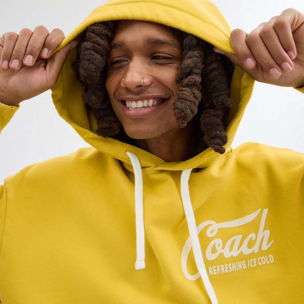 COACH®,Americana Hoodie,Cotton,Sweatshirt,Drawstring,Casual,Mustard,Detail View