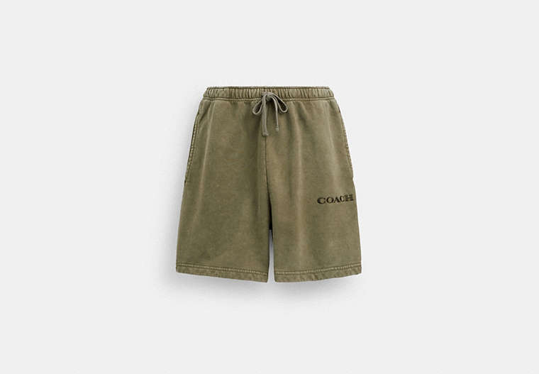 COACH®,GARMENT DYE PULL ON SHORTS,cotton,Olive,Front View