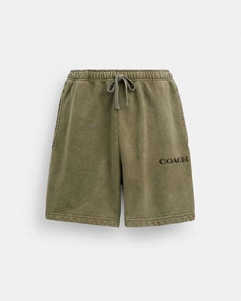 COACH®,GARMENT DYE PULL ON SHORTS,Olive,Front View