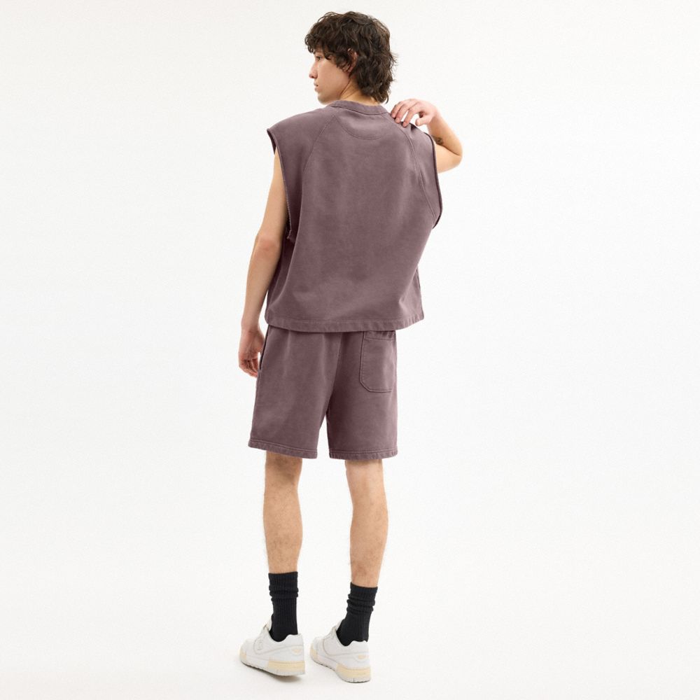 COACH®,Garment Dye Pull On Shorts,Cotton,Straight,Embroidered,Logo,Drawstring,Casual,,Scale View