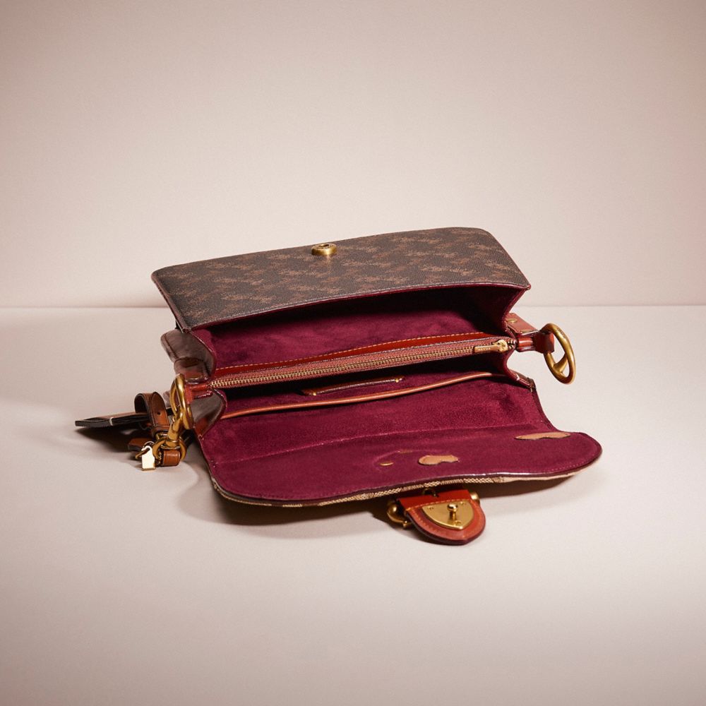 COACH®,UPCRAFTED BEAT SHOULDER BAG IN SIGNATURE CANVAS WITH HORSE AND CARRIAGE PRINT,School Spirit,Brass/Tan Truffle Rust,Inside View,Top View