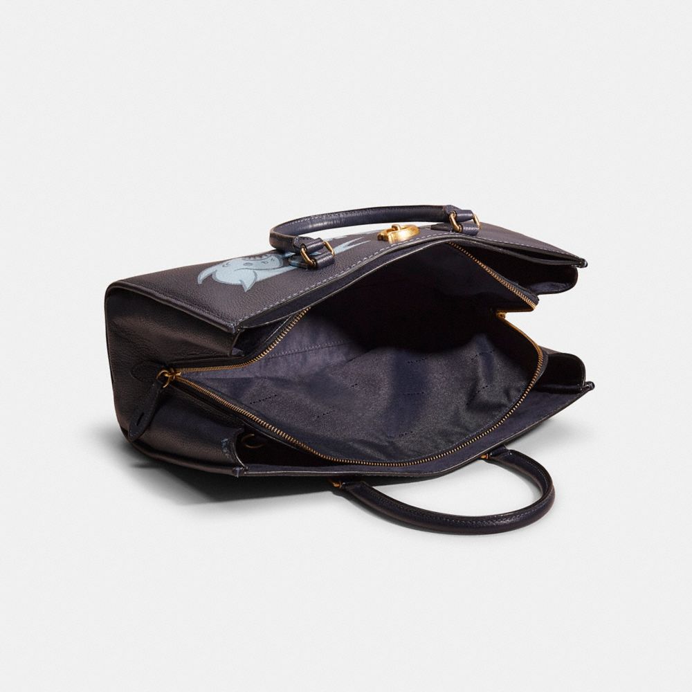 COACH®,Upcrafted Brooke Carryall,Leather,Satchel,Logo,Metal,Day Party,Navy,Inside View,Top View