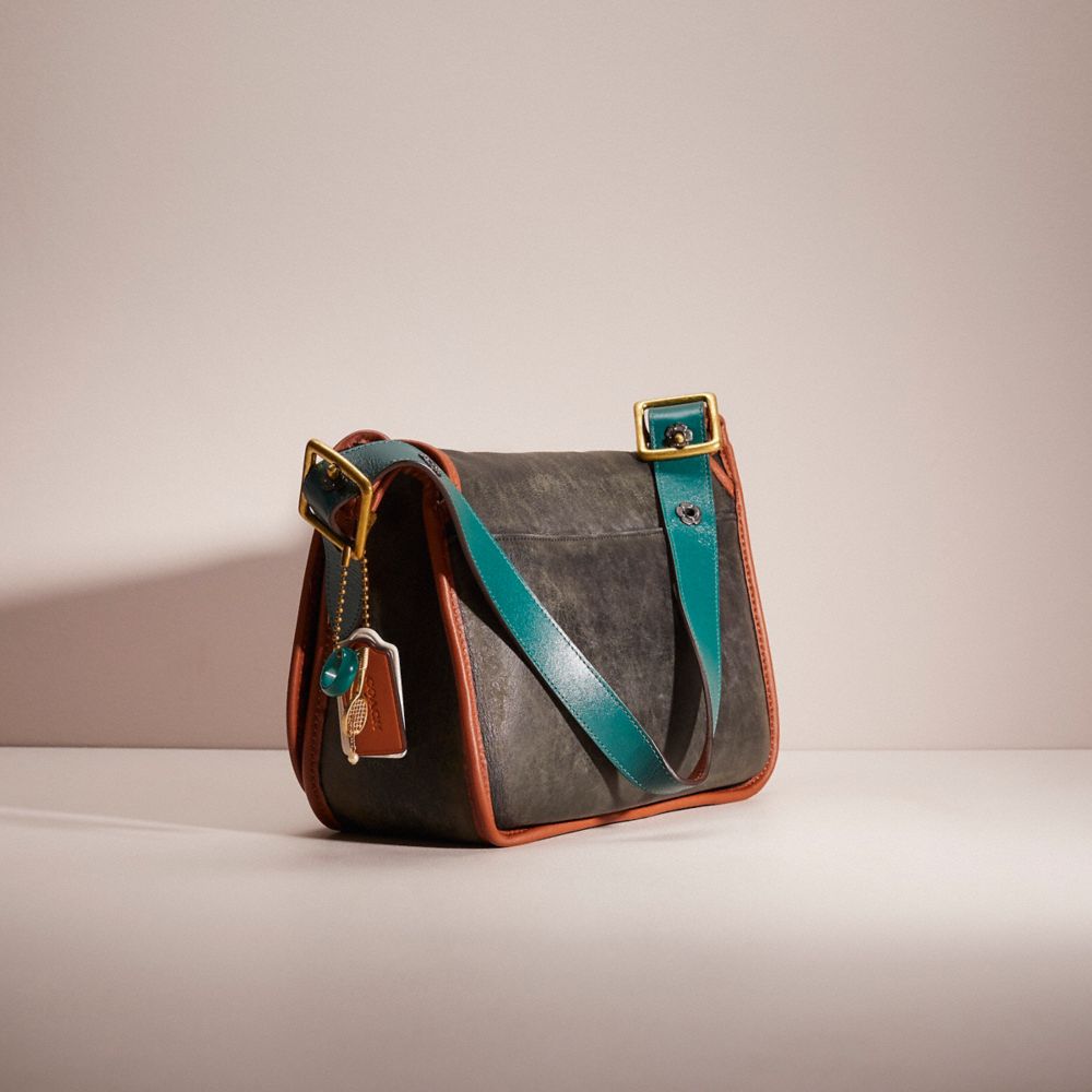 COACH®,Upcrafted Vintage Patricia's Legacy Bag,Leather,Shoulder Bag,Piping,Logo,Word Embellishment,Casual,Black,Angle View