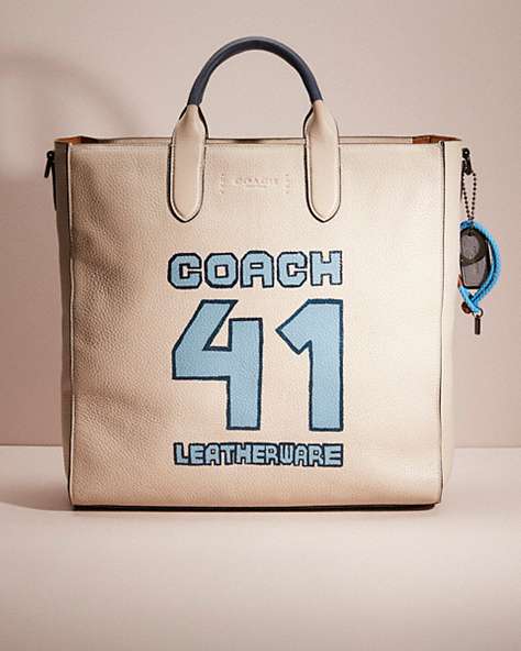 COACH®,UPCRAFTED GOTHAM TALL TOTE,School Spirit,Black Copper/Steam,Front View