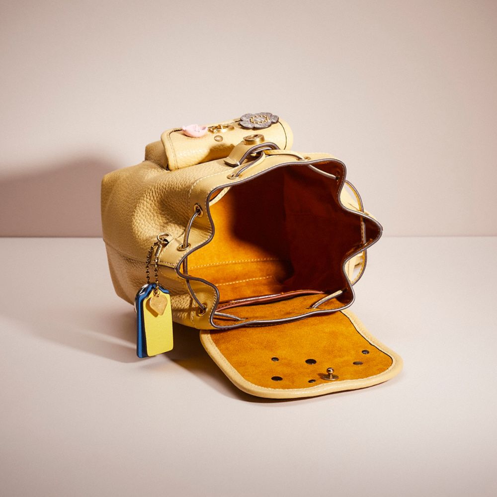 COACH®,UPCRAFTED RIYA BACKPACK 21,Brass/Hay,Inside View,Top View