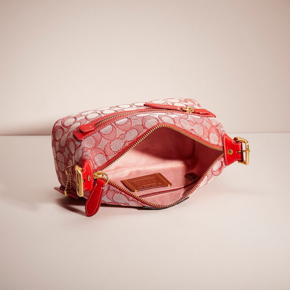 COACH®,UPCRAFTED DEMI BAG IN SIGNATURE JACQUARD,School Spirit,Brass/Sport Red,Inside View,Top View