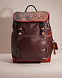 COACH®,UPCRAFTED LEAGUE FLAP BACKPACK IN COLORBLOCK,Black Copper/Oxblood,Front View