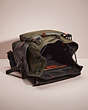 COACH®,UPCRAFTED LEAGUE FLAP BACKPACK IN COLORBLOCK,Black Copper/Dark Shamrock Multi,Inside View,Top View
