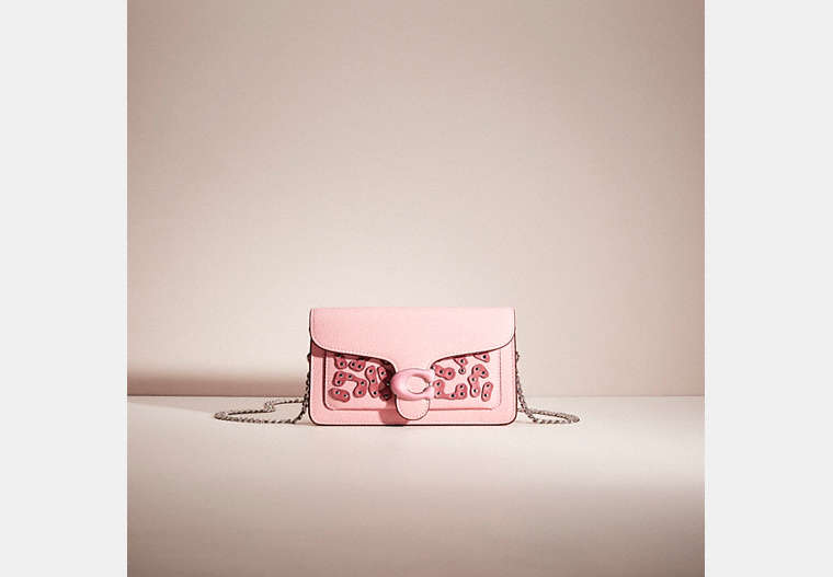 COACH®,UPCRAFTED TABBY CHAIN CLUTCH,Silver/Flower Pink,Front View