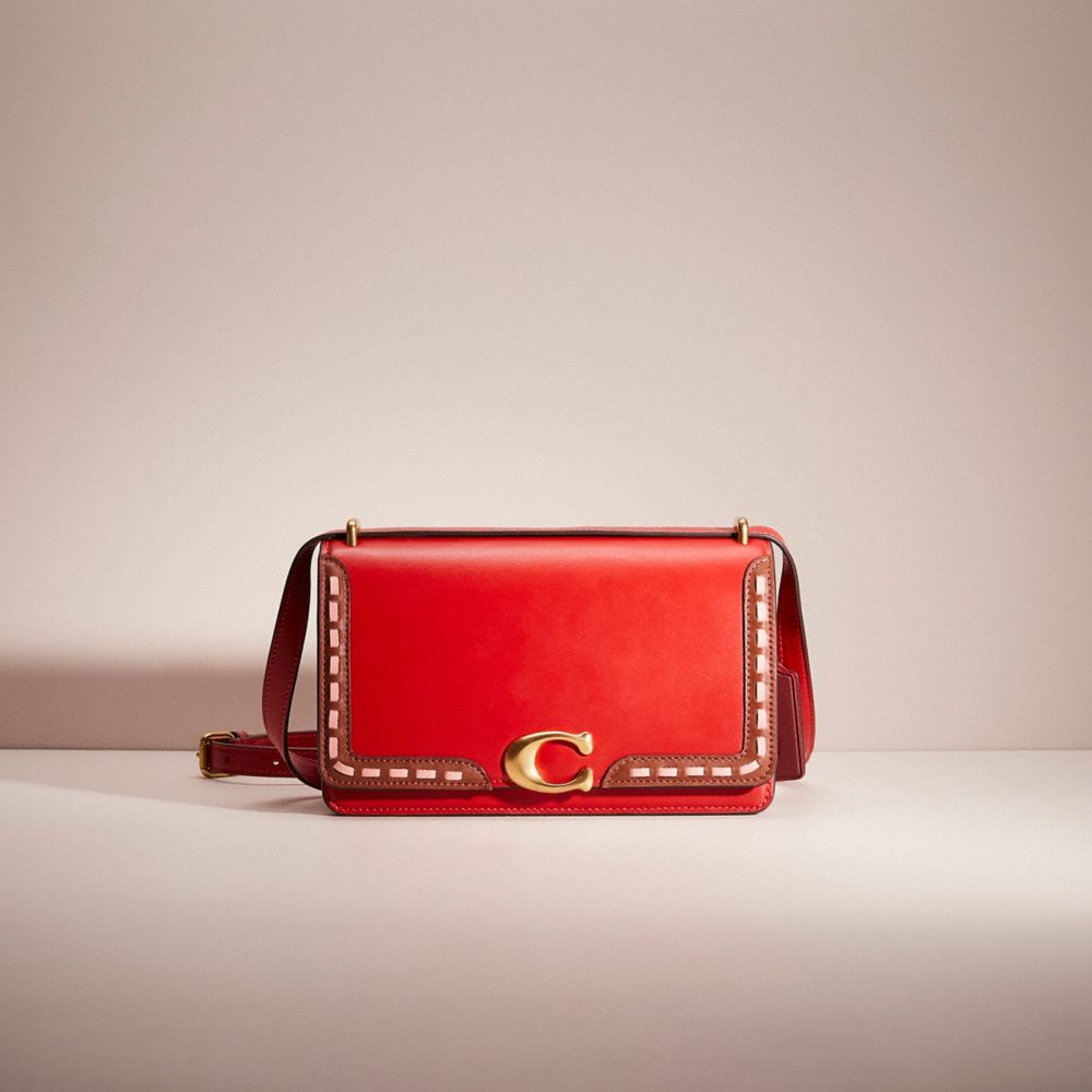 COACH®,UPCRAFTED BANDIT SHOULDER BAG,Brass/Bold Red,Front View