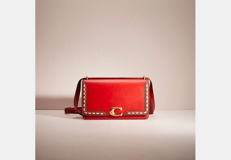 COACH®,UPCRAFTED BANDIT SHOULDER BAG,Brass/Bold Red,Front View