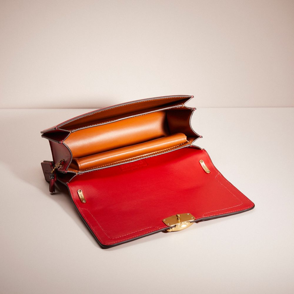 COACH®,Upcrafted Bandit Shoulder Bag,Leather,Crossbody,Metal,Piping,Woven,Logo,Day Party,Red,Inside View,Top View