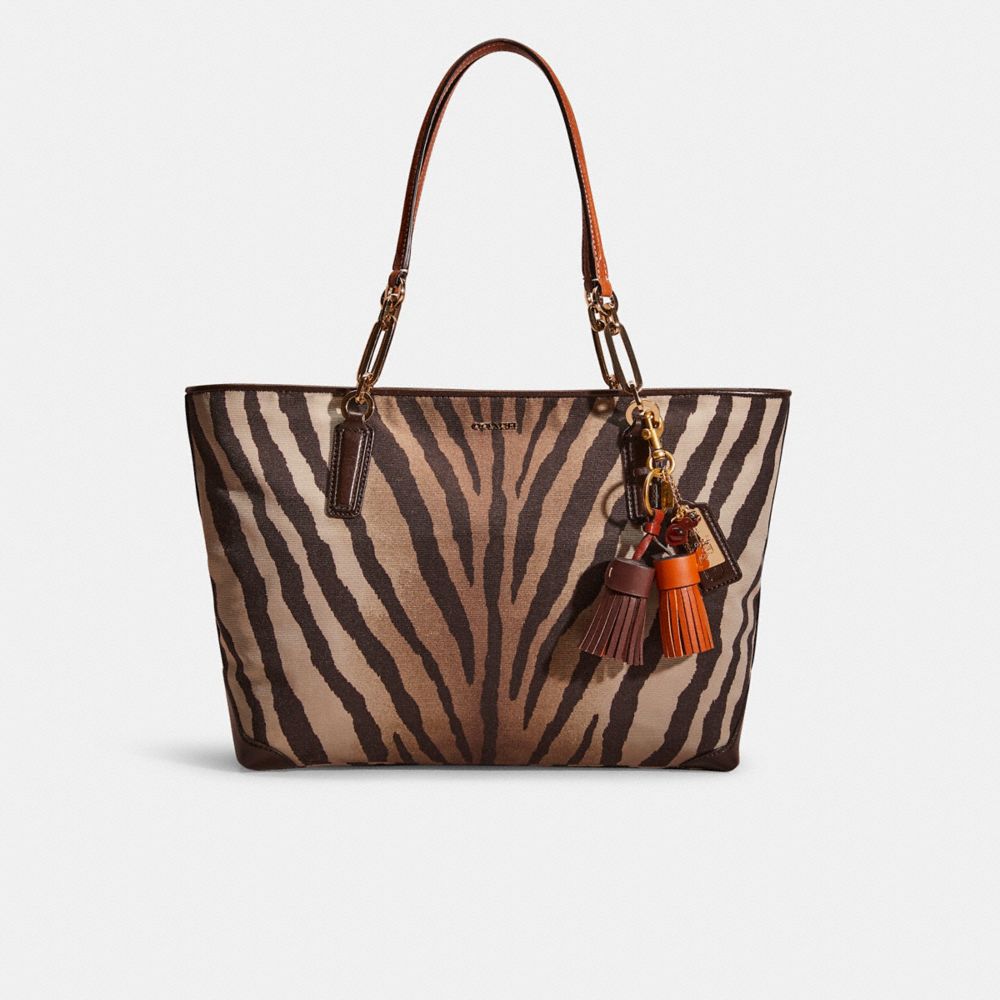 COACH Upcrafted Madison East West Tote With Zebra Print