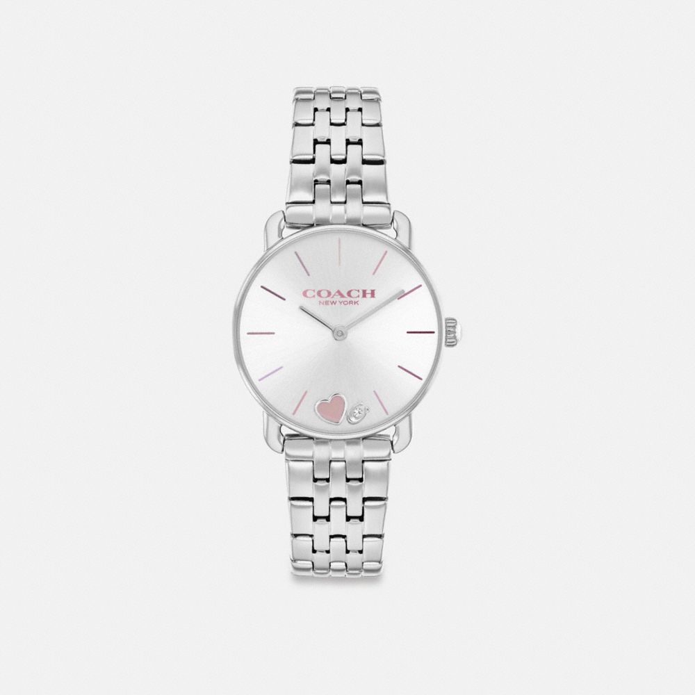 COACH®,COFFRET-CADEAU MONTRE ELLIOT, 28 MM,Acier inoxydable,Acier inoxydable,Angle View